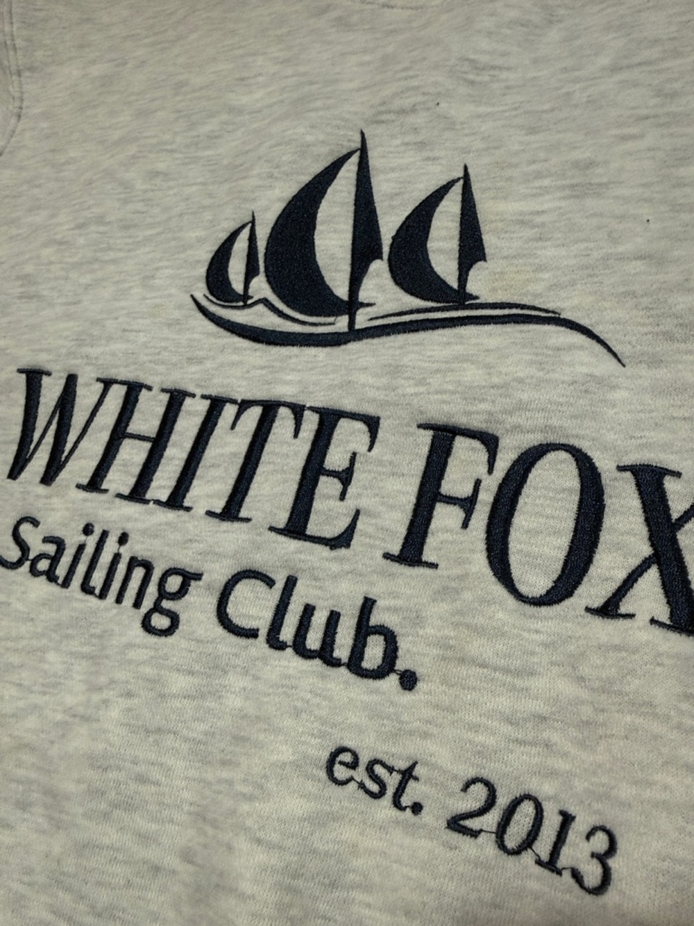 White Fox Boutique Light Gray Sailing Club Logo Sweatshirt - Picture 5 of 7